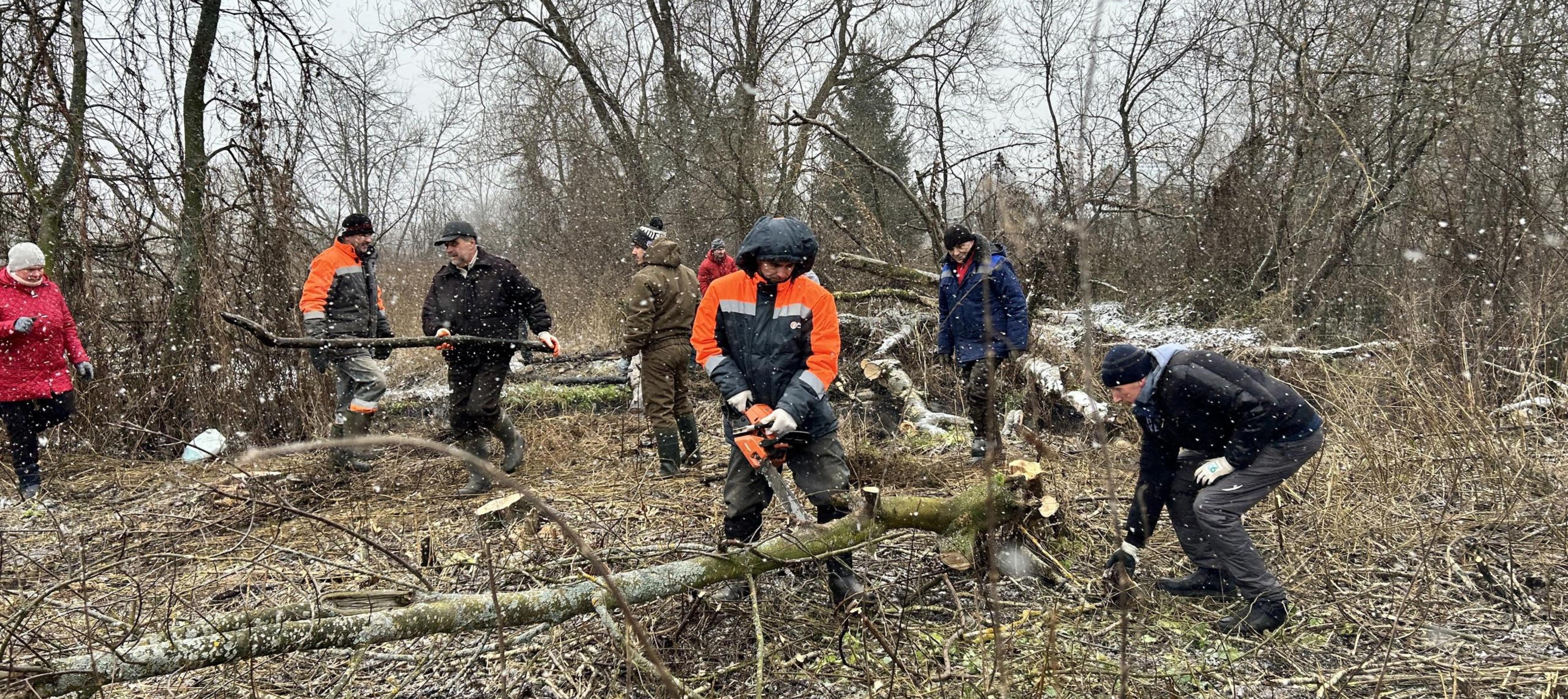В д.Цепочкино почистили берег реки Юкша.